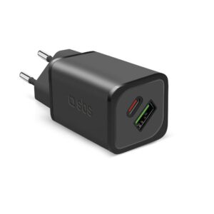 Caricabatterie Nanotube Type-C con Usb-A 65W Nero SBS TETRGANUSBCPD65W
