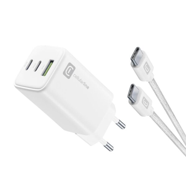 Caricabatterie Rete 1 Usb A 2Usb C C Cav.Usb C Usb C Wh CellularLine ACHKITC2CGAN65TABW