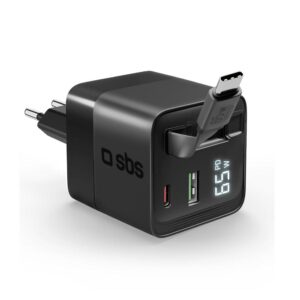 Caricabatterie Rete Gan 2Usb-C + 1Usb 65W Nero SBS TETRGAN65RETCABK
