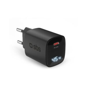 Caricabatterie Rete Gan LCD 45W 1 Type-C Nero SBS TETRGANLCD1C45K