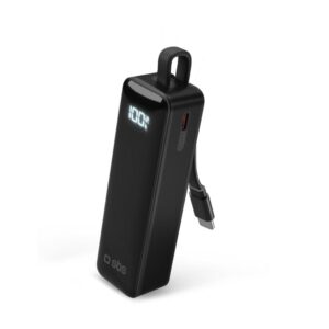 Power Bank 5000Mah 10W Display +Cavo Integrato Nero SBS TEBB5000LCDTCK