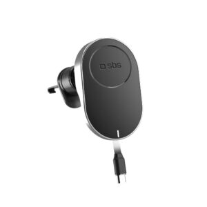 Supporto Auto con ricarica wireless 15W e Cavo Retrattile Nero SBS TESUPP15WRETRACABL