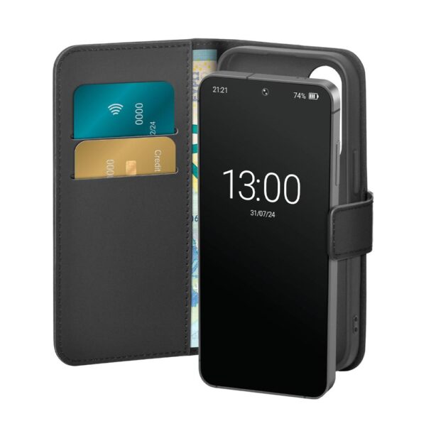 Cover Booklet Ecopelle per Galaxy S25 Nero Puro PUSGS25PBOOKC8BLK