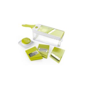Mandolina Regolabile Verde ABS con Contenitore e Lame Inox Brandani