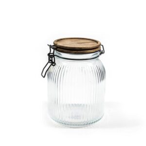Barattolo Ermetico Vetro con coperchio in Acacia 1300 ML Mercury