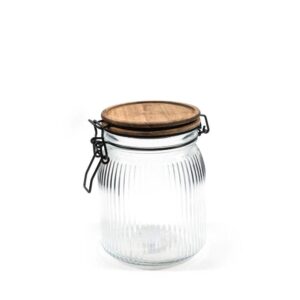 Barattolo Ermetico Vetro con coperchio in Acacia 850 ML Mercury