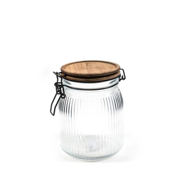 Barattolo Ermetico Vetro con coperchio in Acacia 850 ML Mercury
