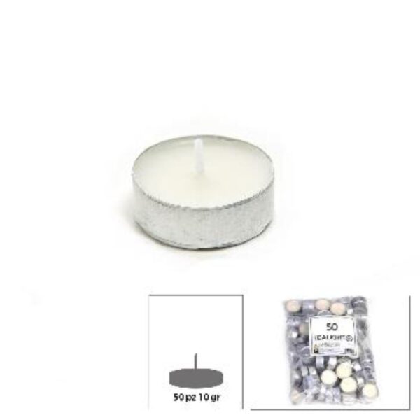 Confezione 50 Tealight Bianche 10gr Mercury