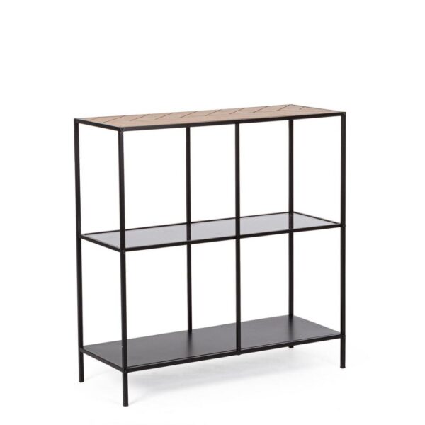 Consolle 3 Ripiani Haldor Nero Naturale 82X85H Bizzotto 1
