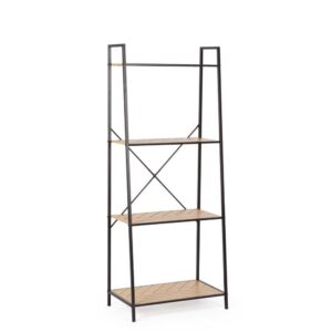 Libreria 4 Ripiani Haldor Nero Naturale 60,5X150H Bizzotto