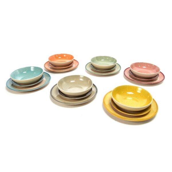 Servizio Piatti 18 Pezzi in Ceramica Multicolor Mercury 1