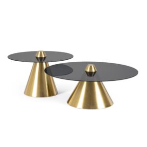 Set 2 Tavolini Nahid Oro 60X40Cm E 80X34Cm Bizzotto