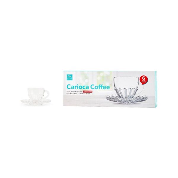 Set 6 Tazzine Caffe Trasparenti con Piattino Stella Mercury