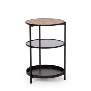 Tavolino 3 Ripiani Haldor To Nero Naturale D40X60,5Hcm Bizzotto