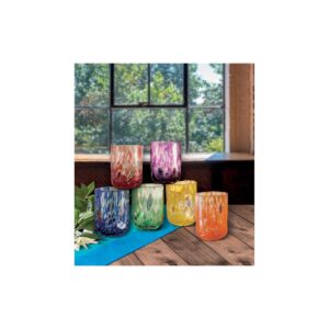 bicchiere pavone colori assortiti set 6 pz vetro 1
