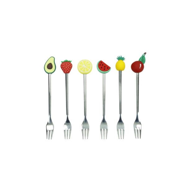 forchettina silver frutti ass set 6 pz inox silicone 2