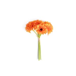 6 Gerbere Arancioni in Poliestere e Plastica 16 x 16 x h.33 Cm Mercury