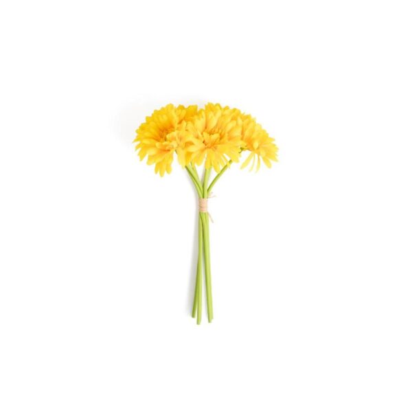 6 Gerbere Gialle in Poliestere e Plastica 16 x 16 x h.33 Cm Mercury 23912