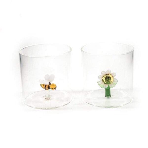 Bicchiere in Vetro Borosilicato con Decorazione 300ML. 8 x h.8Cm Design CASUALE Mercury 25124