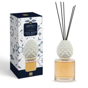 Diffusore di Essenza Pigna 500 ML Pepe Nero & Legni con Bacchette in Cotone Mercury