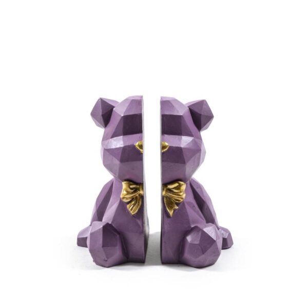 Fermalibri Orso Viola in Resina 18 x 14 x h.20 Cm Mercury 36809