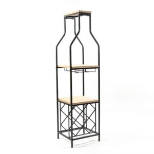 Mobile Cantinetta 5 Portabottiglie e Portacalici in Legno e Metallo 47.5 x 30 x h.165Cm Mercury