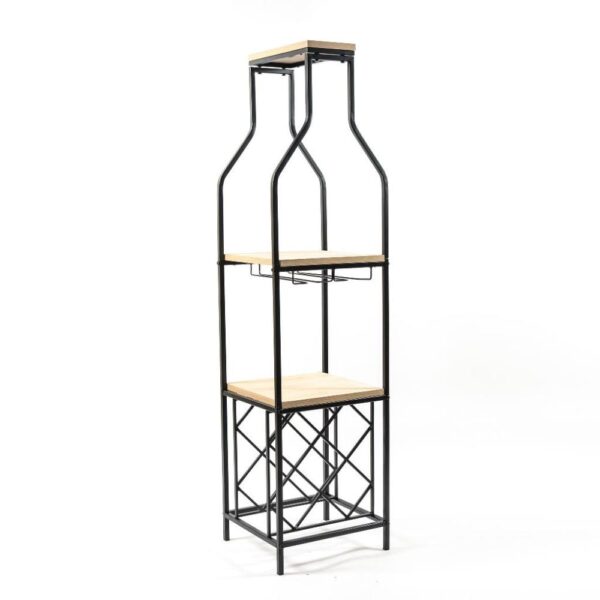 Mobile Cantinetta 5 Portabottiglie e Portacalici in Legno e Metallo 47.5 x 30 x h.165Cm Mercury 23366