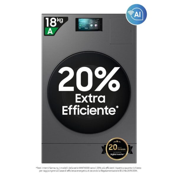 Samsung WD18DB8995BZT2 Lavasciuga Lav. 18Kg Asc.11Kg Classe A Wi Fi Ecodos
