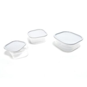 Set 3 Contenitori in Plastica Ermetici con Coperchio 20.5 x 20.5 x h.8.5 Cm 18 x 18 x h.7.5Cm e 14.2 x 14.2 x h.6 Cm Mercury