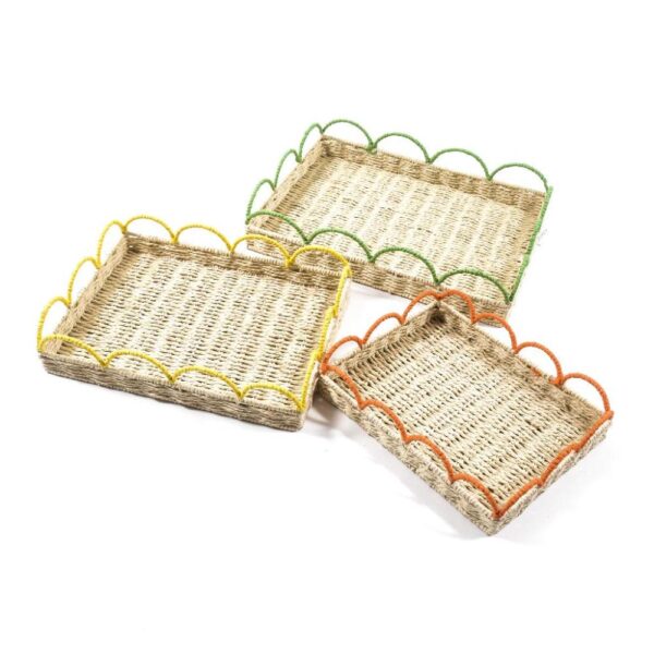 Set 3 Vassoi Rettangolari in Metallo e Carta 40 x 30 x 8Cm 34 x 26 x 7Cm 28 x 22 x 6Cm Colore CASUALE Mercury 43210