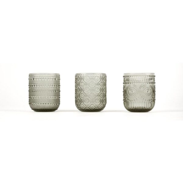 Set 6 Bicchieri Grigio in Vetro 250 ML 7.5 x h.9.5 Cm Design CASUALE Mercury 25018