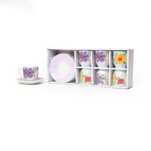 Set 6 Tazzine in Porcellana con Piattino 80ML Mercury