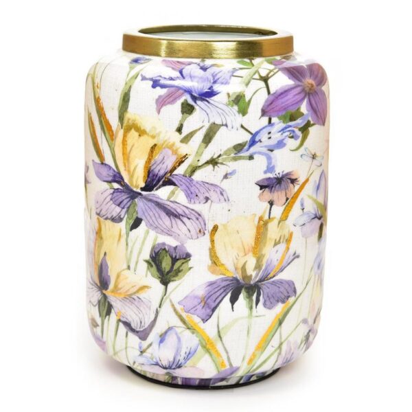 Vaso in Metallo Decorato Enamel Oro 15 x 15 x h.21.5Cm Mercury 21079