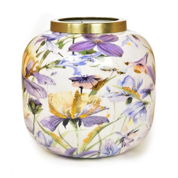 Vaso in Metallo Decorato Enamel Oro 16.5 x 16.5 x h.16 Cm Mercury 21062