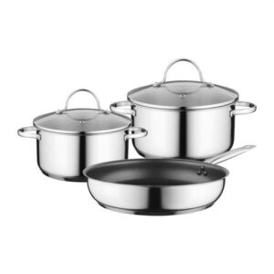 Bosch Set di Pentole HEZ9SE030 Acciaio Inox Antiaderente 5 Pezzi per Induzione