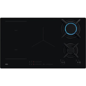 AEG Piano Cottura Combi 90cm 5 Fuochi Incasso Nero Vetro HDB95623NB