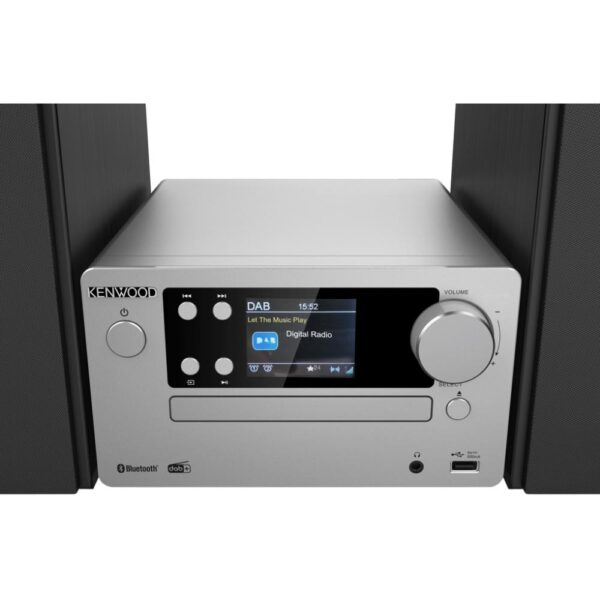 Kenwood Micro HiFi 50W DAB CD USB BT Display 2.8 Silver M725DABS