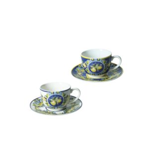 Set 2 Tazzine Caffè Citrus Blu New Bone China Brandani 52722