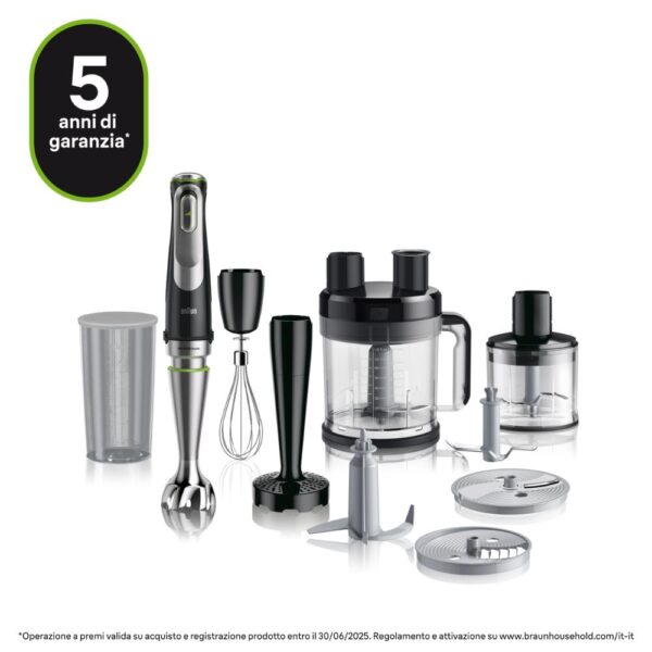 Braun Minipimer 1200W 0.6L Multiquick 9 con accessori MQ9187XLI