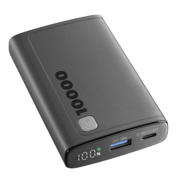 Power bank 10000mAh colore nero CellularLine PBDISPL01PD10000K
