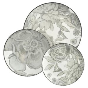 Servizio piatti 18 pezzi Bouquet Grigio Casa Milano 156094CAM
