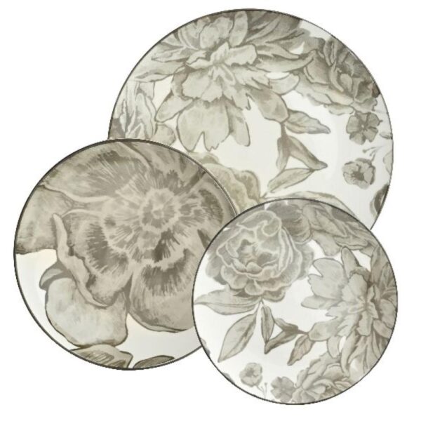 Servizio piatti 18 pezzi Bouquet Tortora Casa Milano 156124CAM