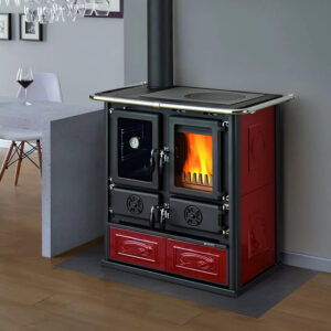 La Nordica Liberty Cucina a Legna 7.9 kW con Forno Focolare in Ghisa Bordeaux