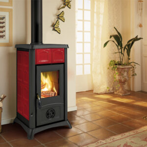 La Nordica Gemma Elegance stufa a legna da incasso 6 kW ghisa smaltata bordeaux