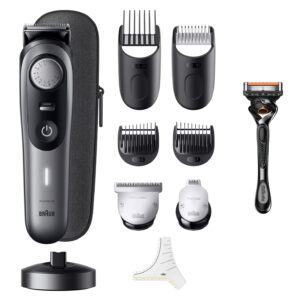 Braun BT9420 Regolabarba Uomo 40 Lunghezze Wet & Dry Ricaricabile Nero Grigio
