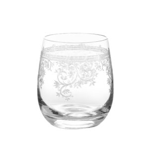 Set 6  Bicchieri Tumbler Livellara Milano Luigi XV Vetro Serigrafato Rococo 360 ml