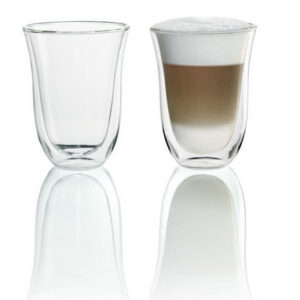 Bicchieri Latte Macchiato De'longhi DLSC312 Set 2 Vetro Trasparente 220 ml