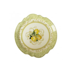 Vassoio Piatto da Portata Brandani Limoni 33cm Porcellana e Sughero