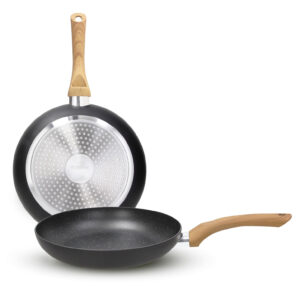 Set 2 Padelle Tognana Rock In Wood 24/28 cm Antiaderenti Induzione Nero