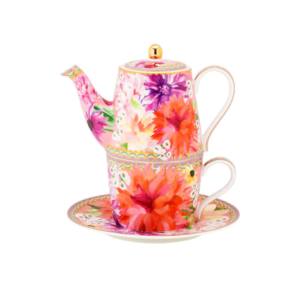 Teiera e tazza da tè Maxwell & Williams Dahlia Daze porcellana rosa 340ml con infusore